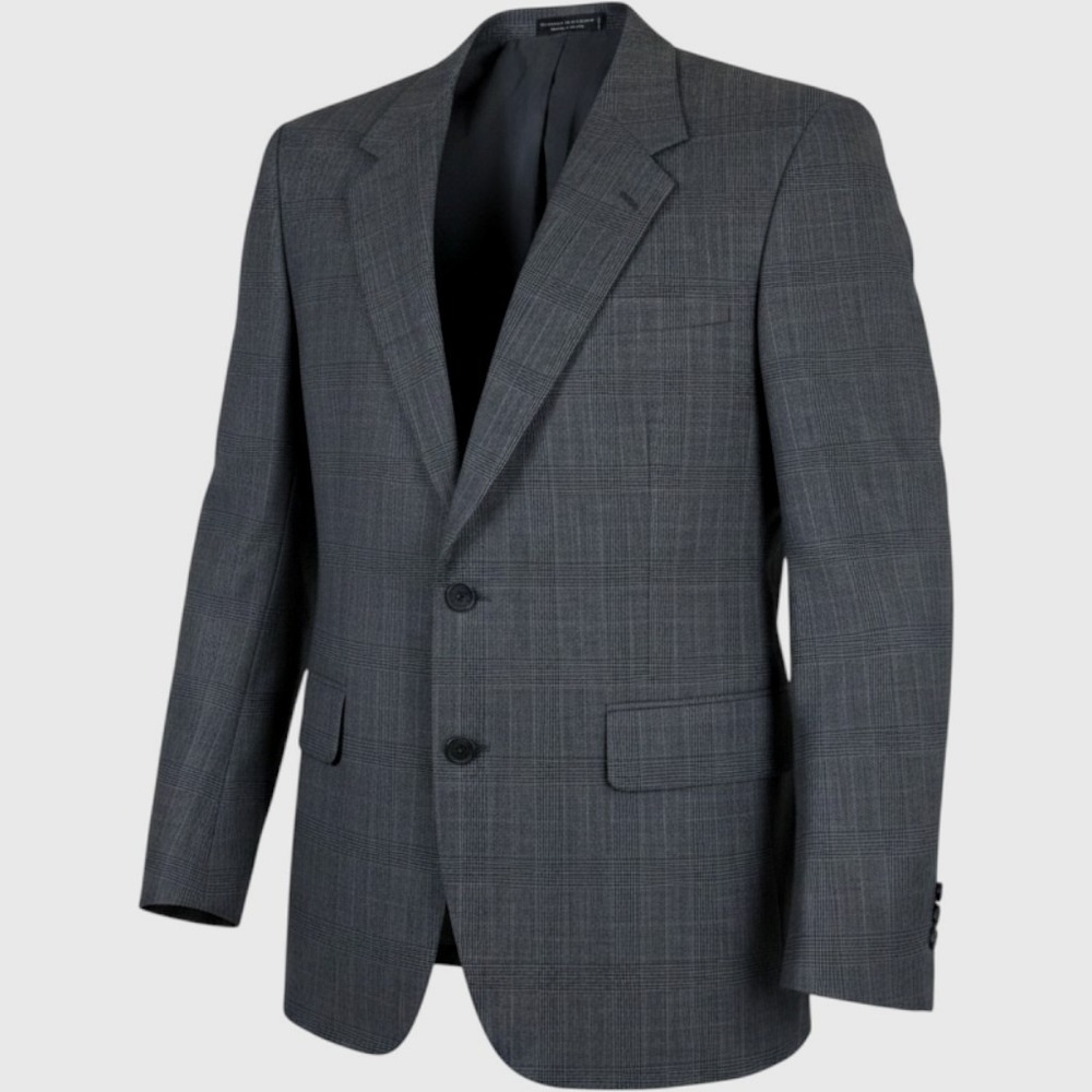 Towncraft Glen Check Plaid Wool Blend Blazer Gray 40S Two Button Sport Coat Prep